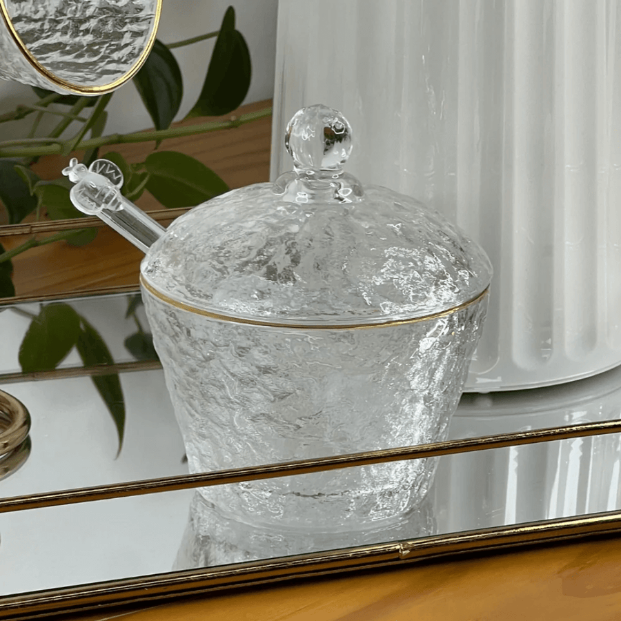 Kit para mesa Posta Cristal Martelado Petra 5 Peças - Ela Decora
