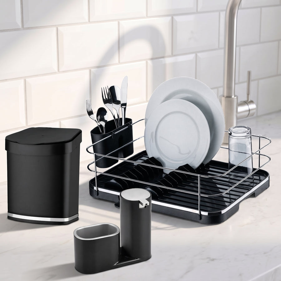 Kit Pia Organizada Premium Preto e Cromado 3 Peças