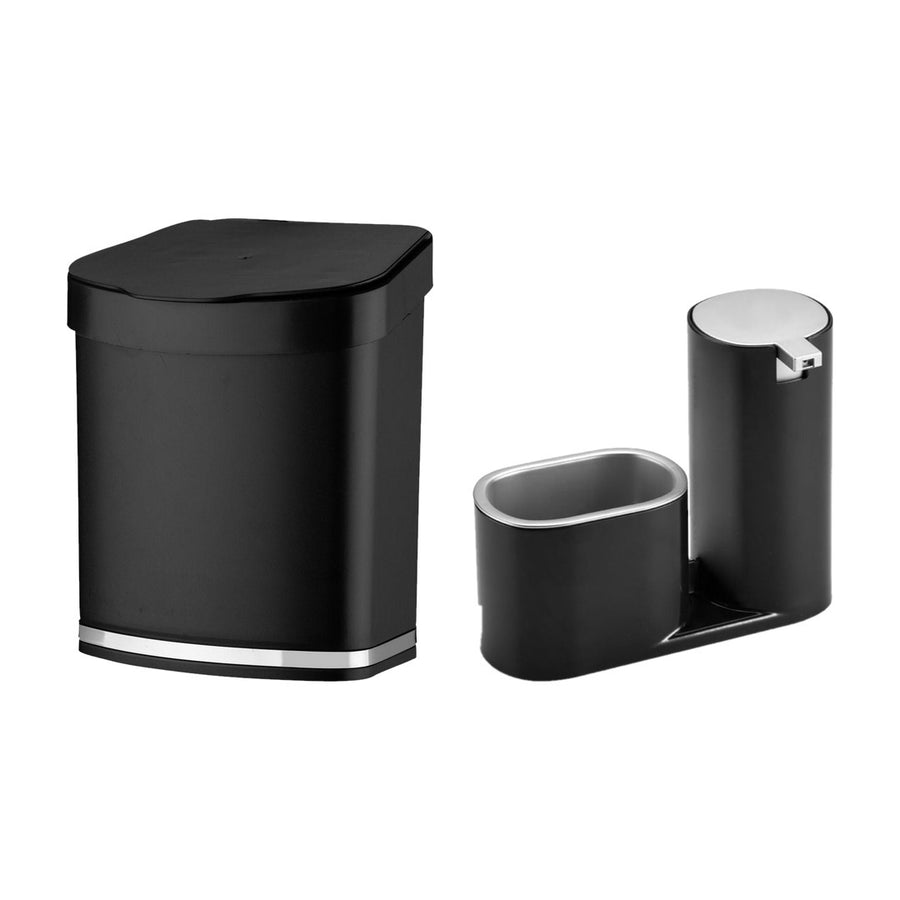 Kit Pia Organizada Premium Preto e Cromado 2 Peças