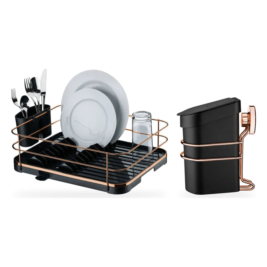 Kit Pia Organizada Preto e Rose Gold 2 Peças