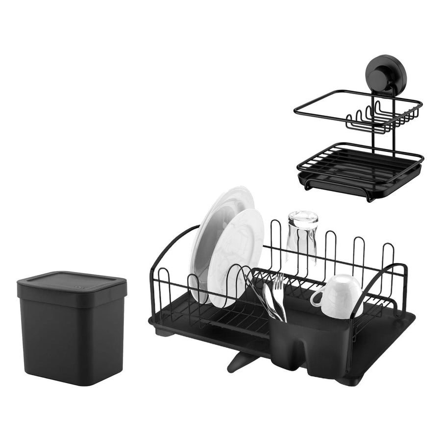 Kit Pia Organizada Preto Fosco 3 Peças