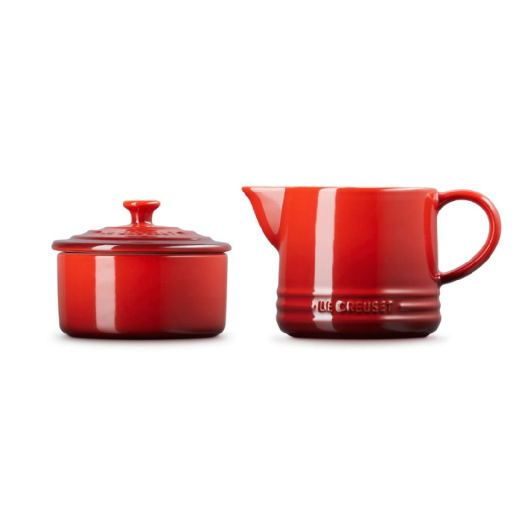 Kit Porta Creme e Açúcar Signature Cerâmica Vermelho Le Creuset - Ela Decora