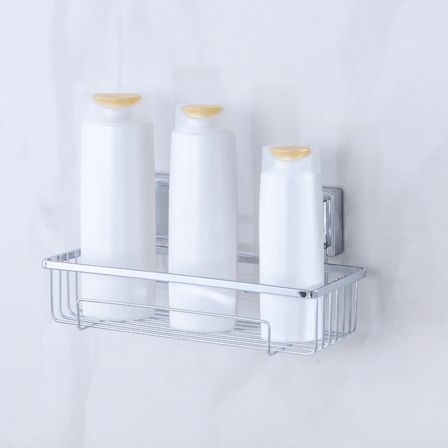 Kit Porta Shampoo e Saboneteira com Ventosa Cromado - Ela Decora