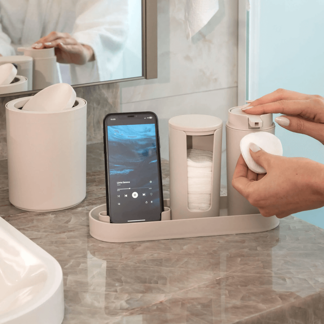 Kit Serene para Banheiro Bege 4 Peças - Ela Decora