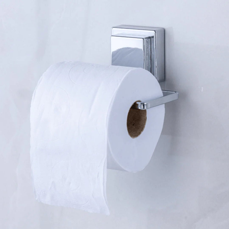 Kit Toalheiro e Porta Papel Higiênico com Ventosa Cromado - 2 Peças - Ela Decora