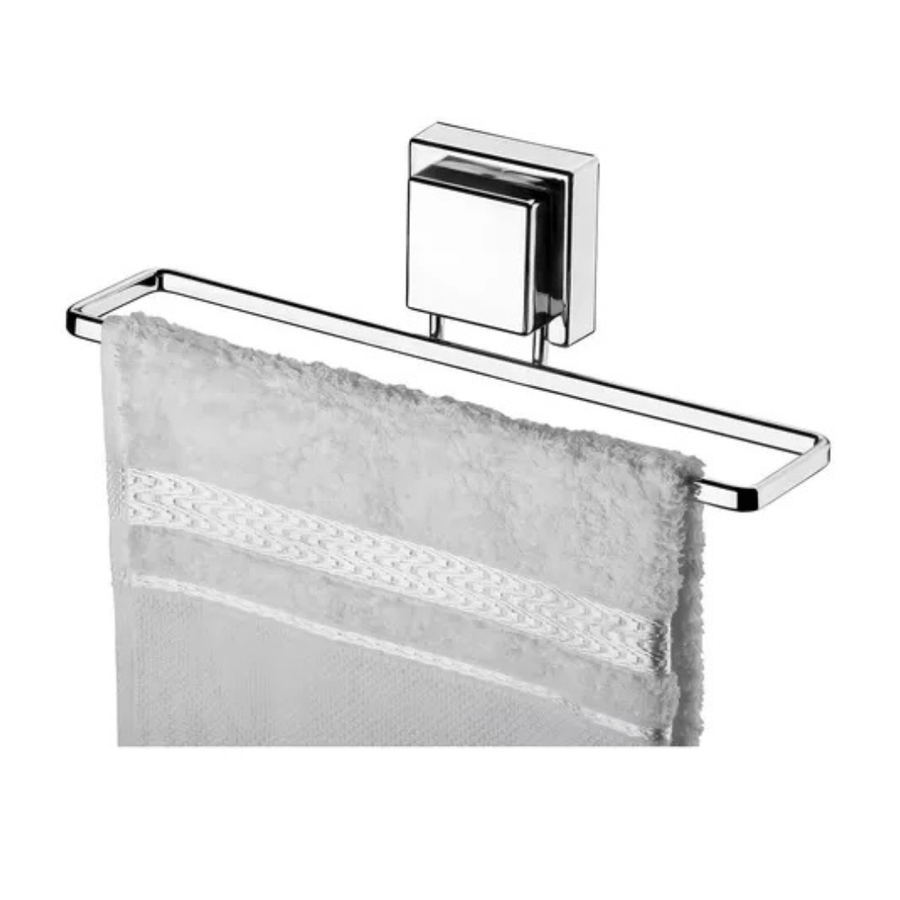 Kit Toalheiro e Porta Papel Higiênico com Ventosa Cromado - 2 Peças - Ela Decora