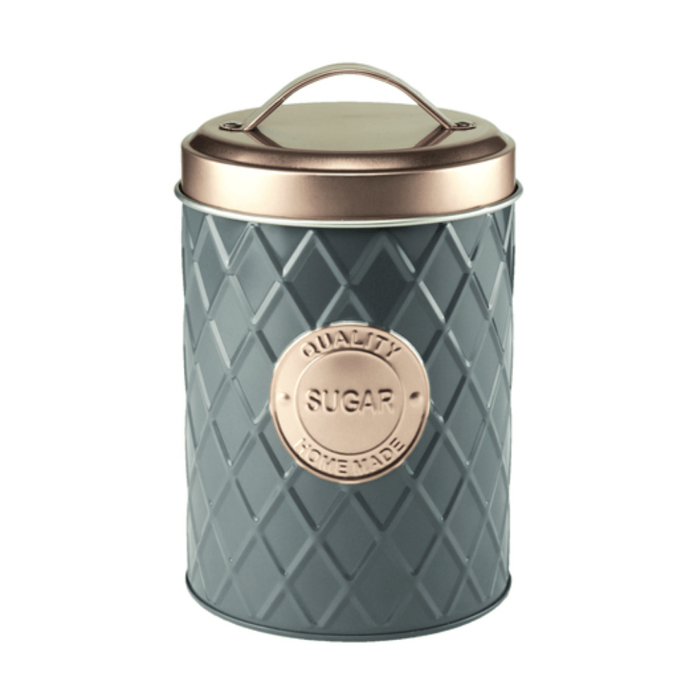 Lata Metal Geometric Handle Sugar Cinza e Rose Gold - Ela Decora