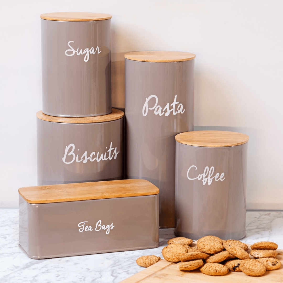 Lata Porta Mantimentos Para Café Canister Cinza - Ela Decora