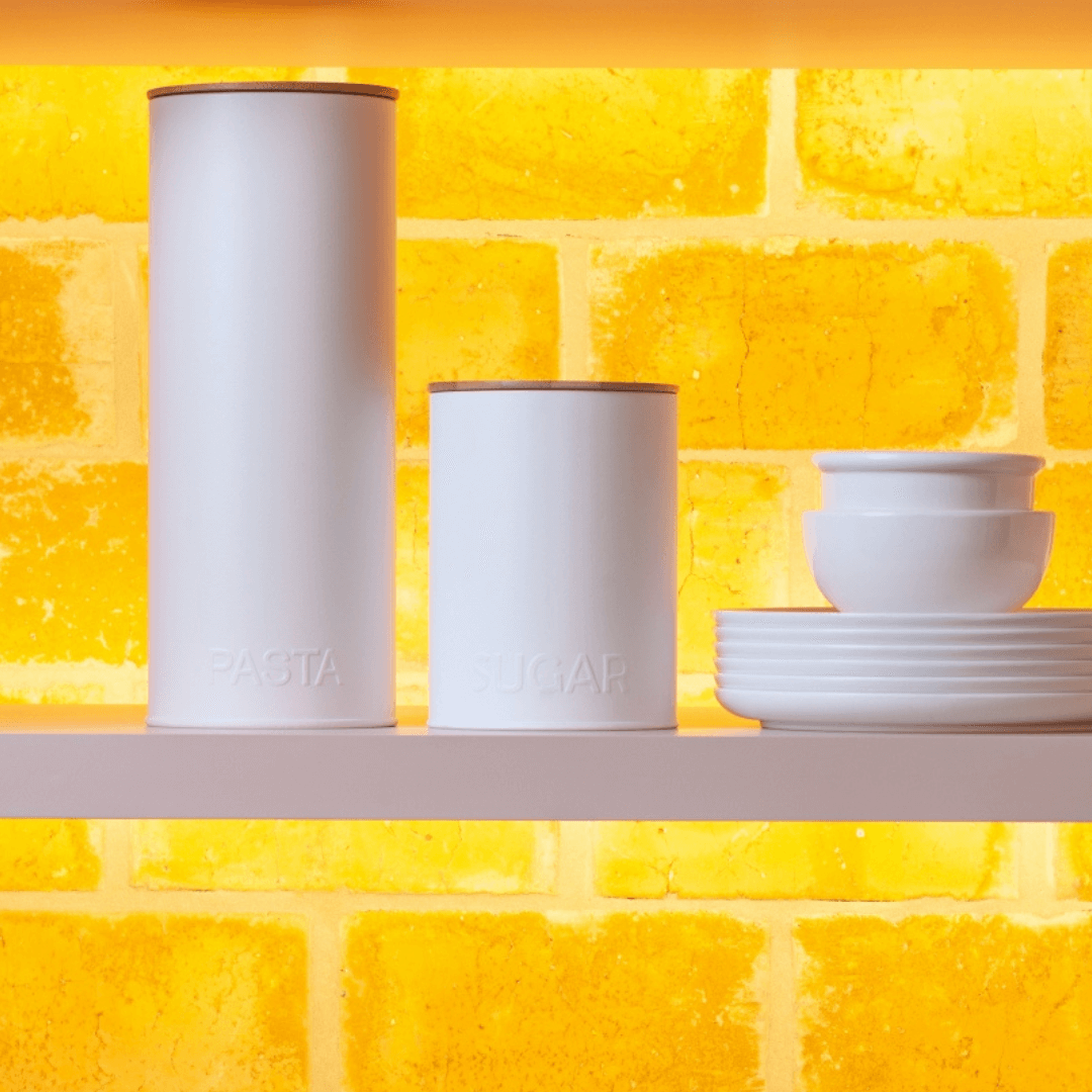 Lata Porta Mantimentos para Massas Canister Branco - Ela Decora