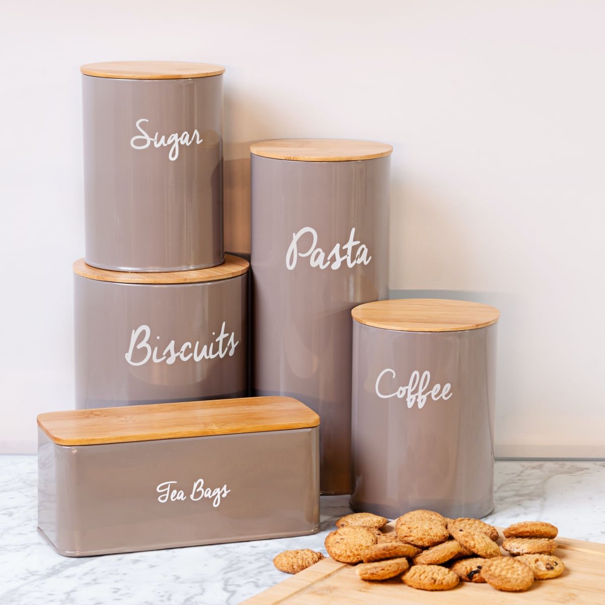 Lata Porta Mantimentos para Massas Canister Cinza - Ela Decora