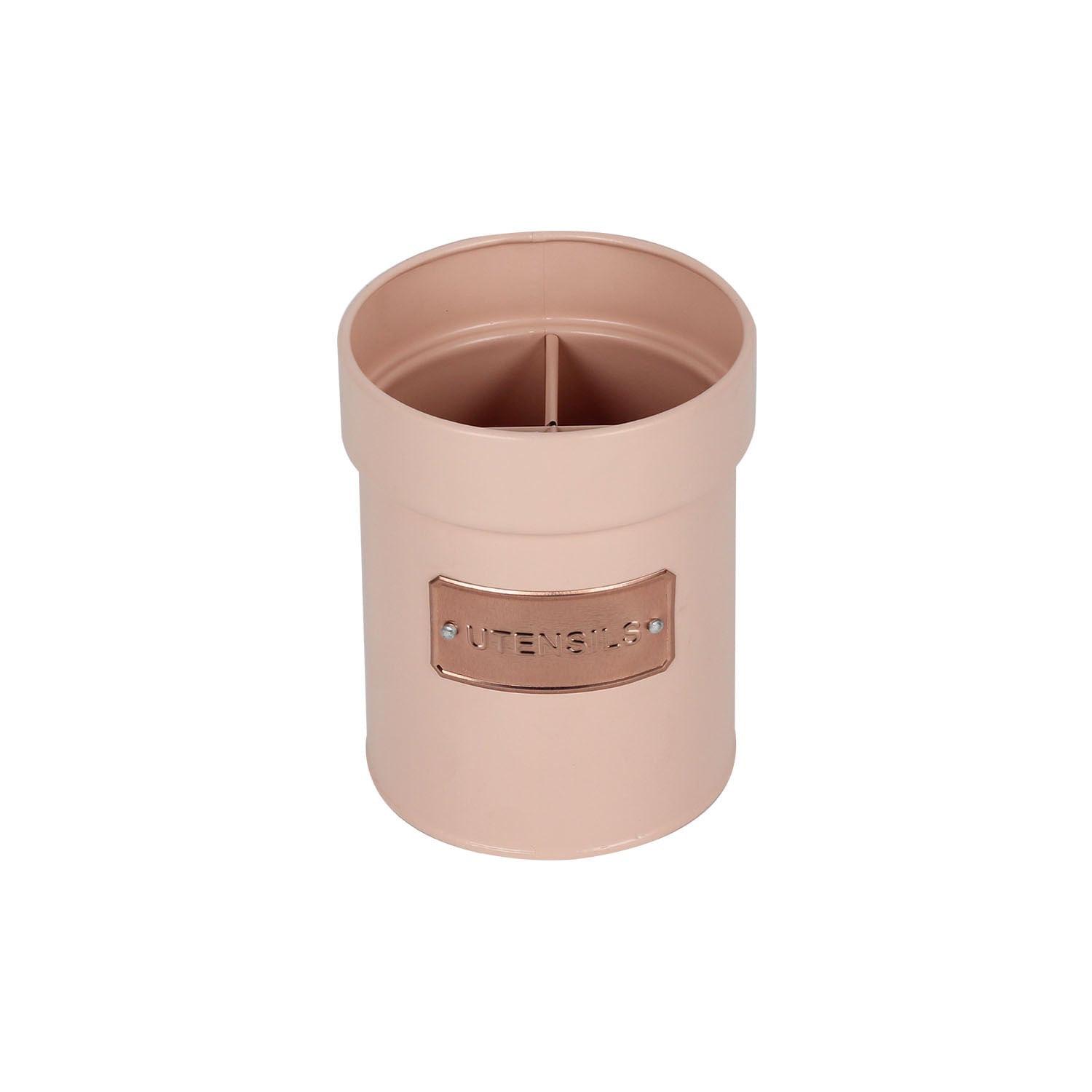 Lata Porta Utensílios e Talheres Matte Rosa e Rose Gold 14cm x 11cm - Ela Decora