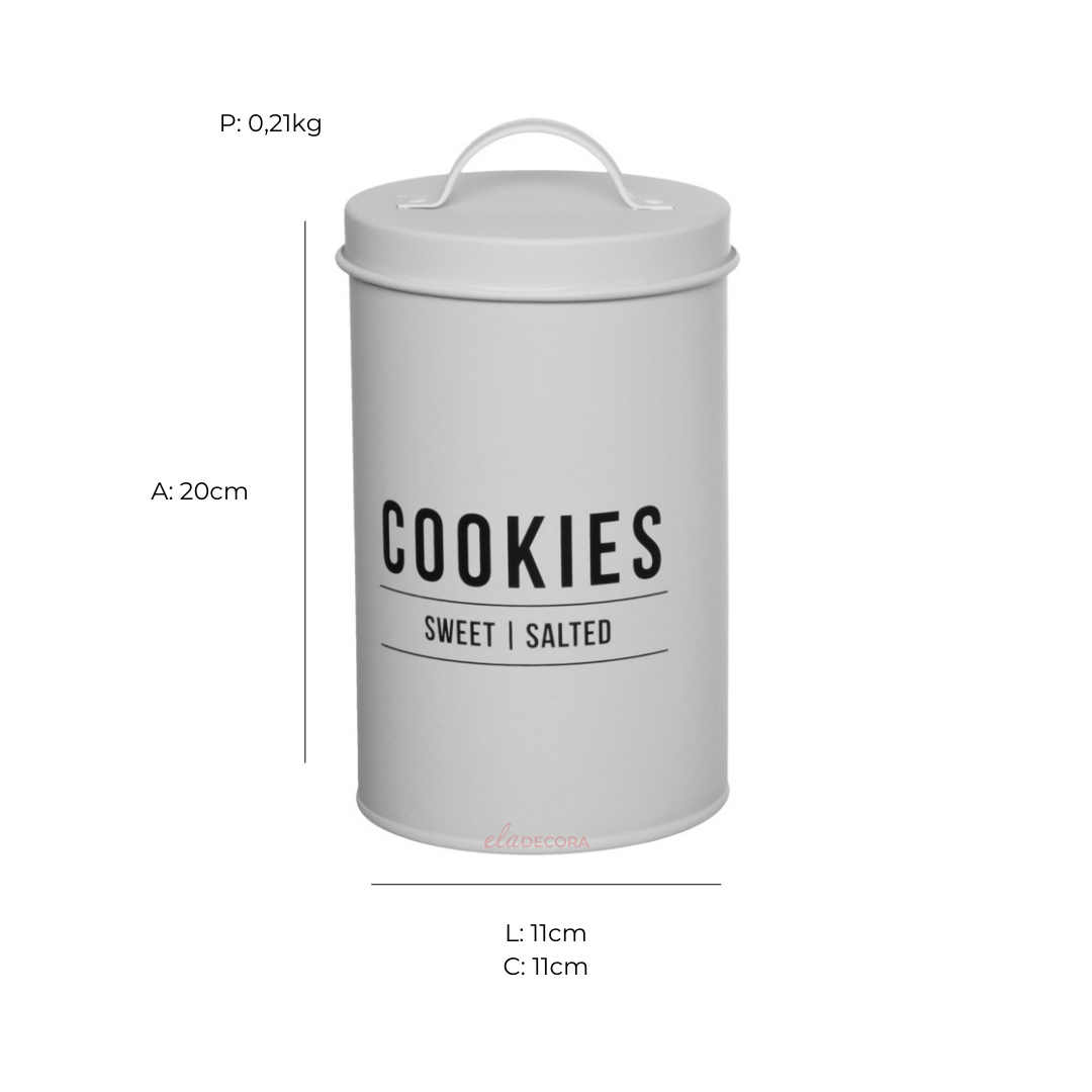 Lata Pote para Biscoito Manhattan Branca 1,7 Litros - Ela Decora