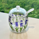 Açucareiro de Cristal com Colher e Tampa Lavanda 8,5cm