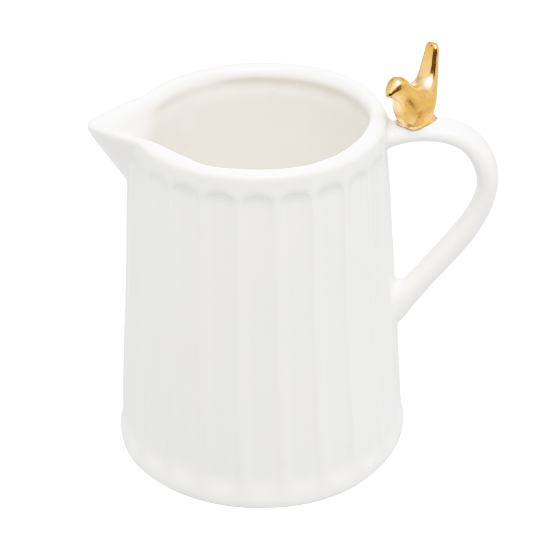 Leiteira Cerâmica Branca 180ml Colibri - Ela Decora