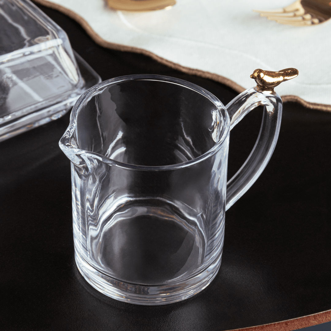Leiteira de Cristal Golden Bird 250ml - Ela Decora
