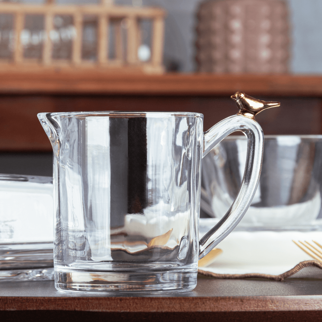 Leiteira de Cristal Golden Bird 250ml - Ela Decora