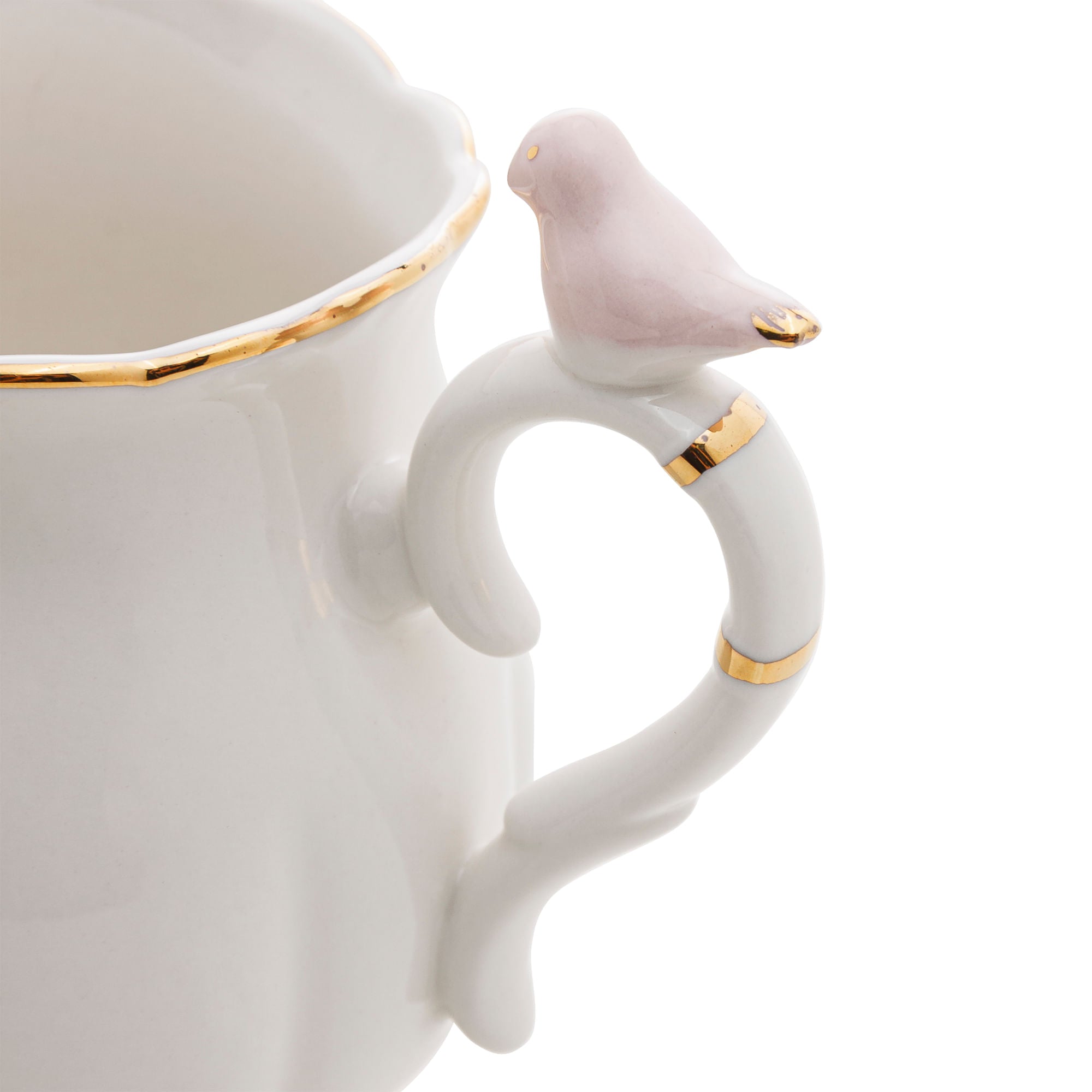 Leiteira em Porcelana Birds Branca 230ml - Ela Decora