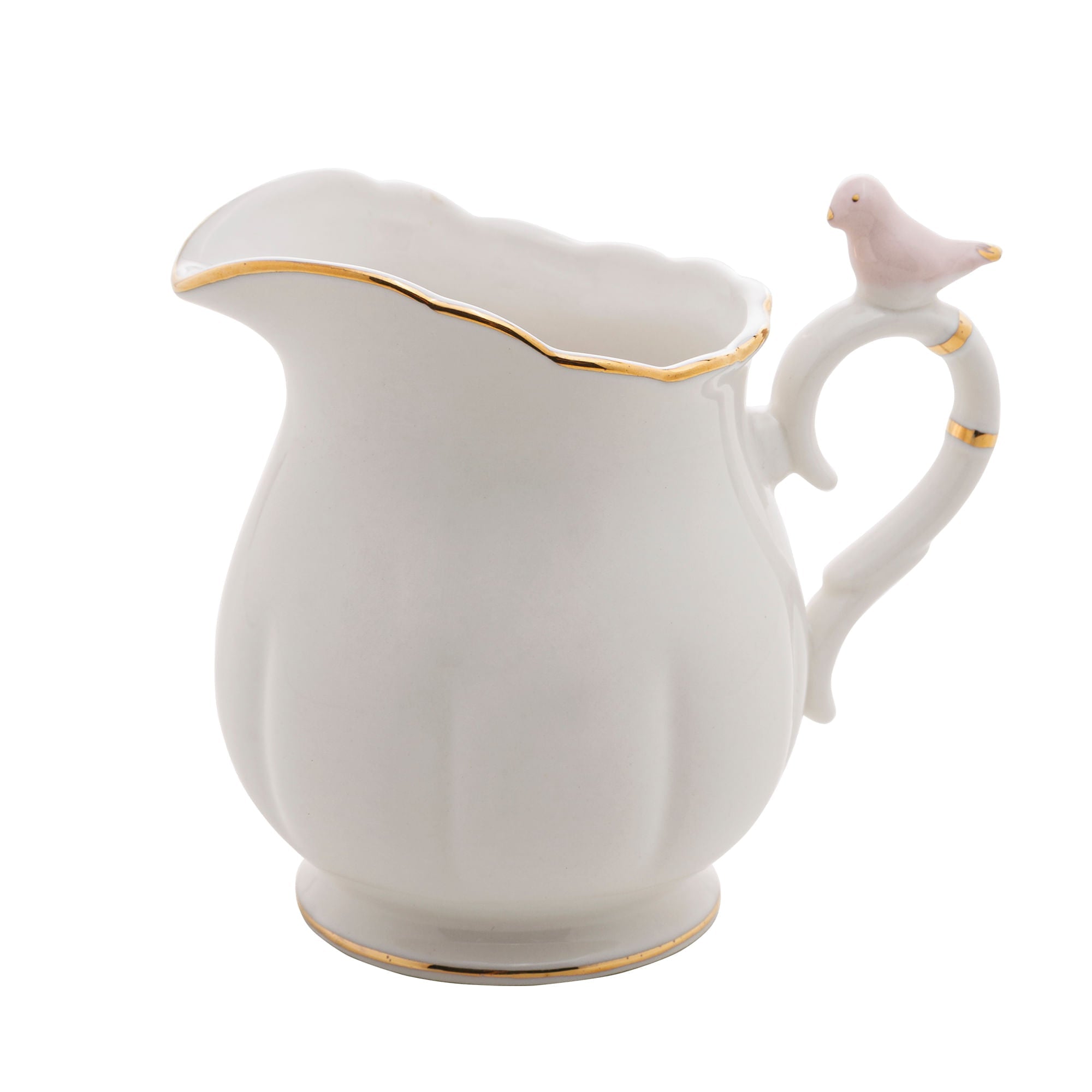 Leiteira em Porcelana Birds Branca 230ml - Ela Decora