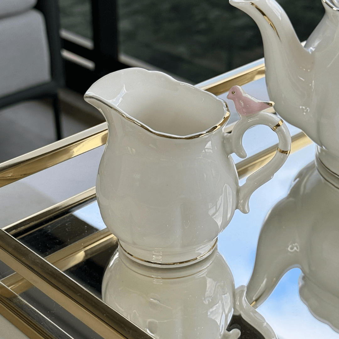 Leiteira em Porcelana Birds Branca 230ml