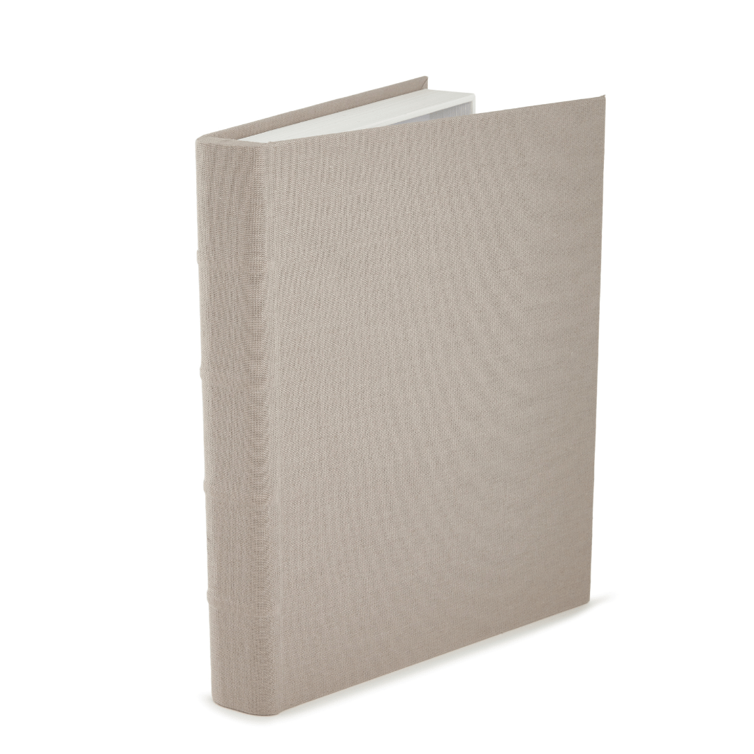 Livro Caixa em MDF e Linho Off White 31cm - Ela Decora