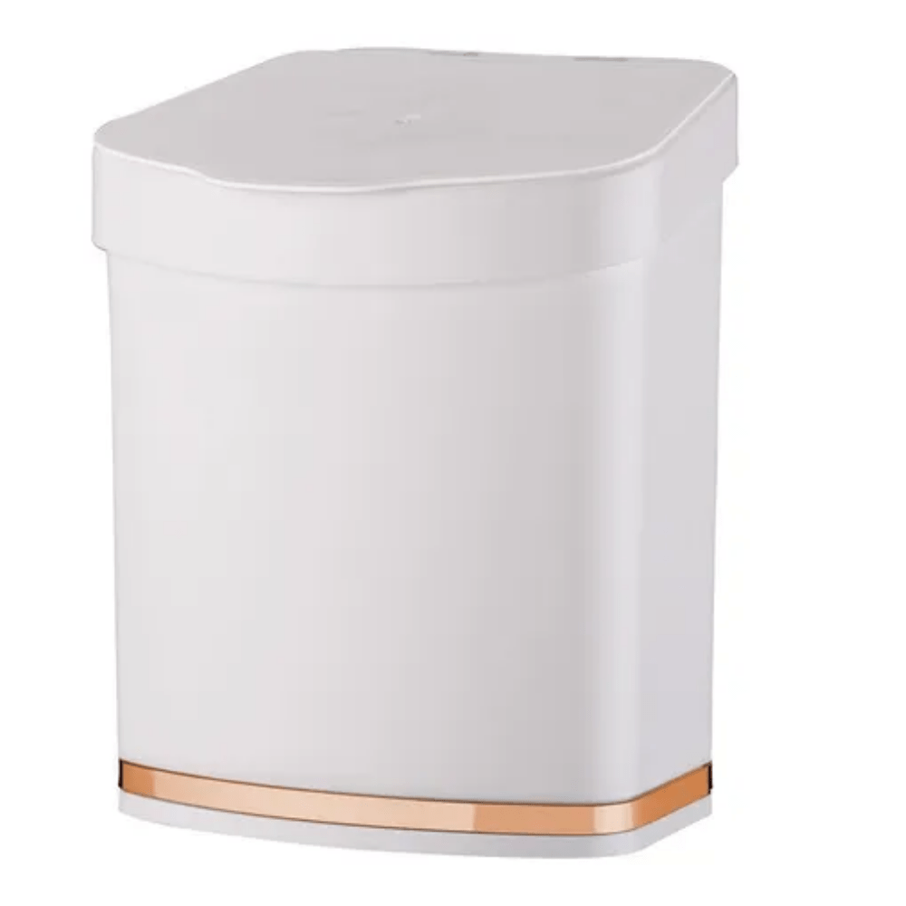 Lixeira 2,5 Litros Branca Com Faixa Rose Gold - Ela Decora