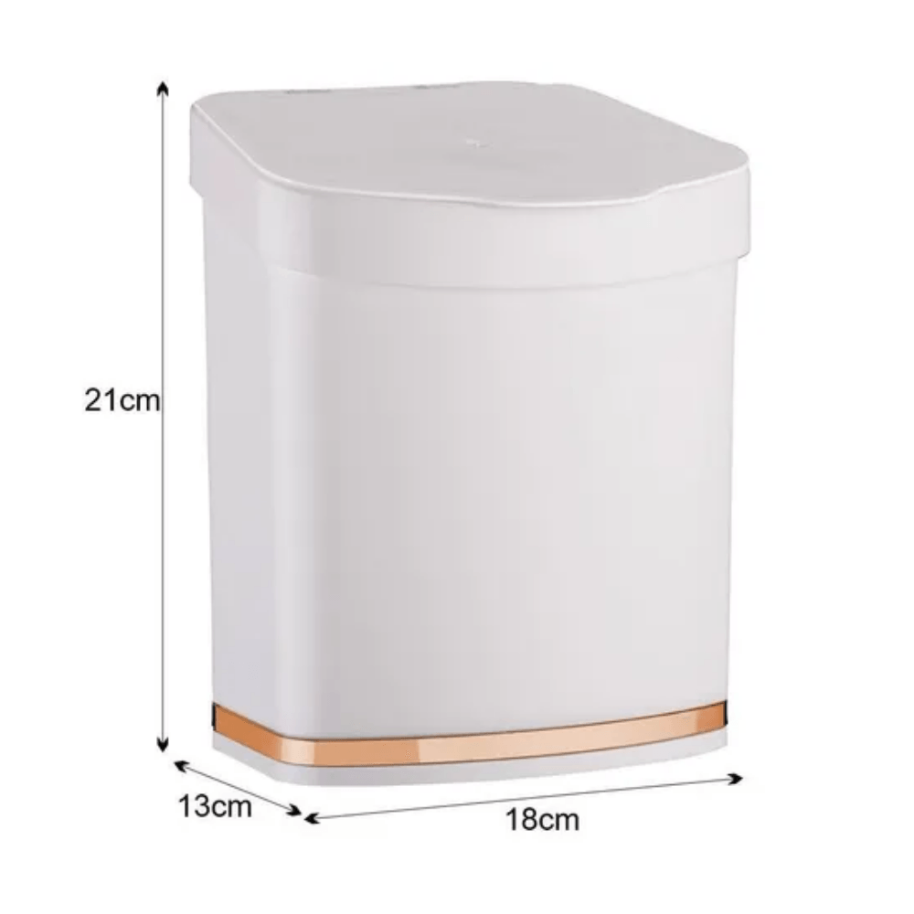 Lixeira 2,5 Litros Branca Com Faixa Rose Gold - Ela Decora