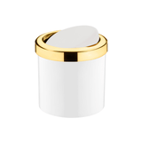 Lixeira Basculante 5 Litros Branco com Dourado - Ela Decora