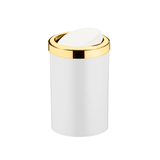 Lixeira Basculante 8 Litros Branca com Dourado - Ela Decora