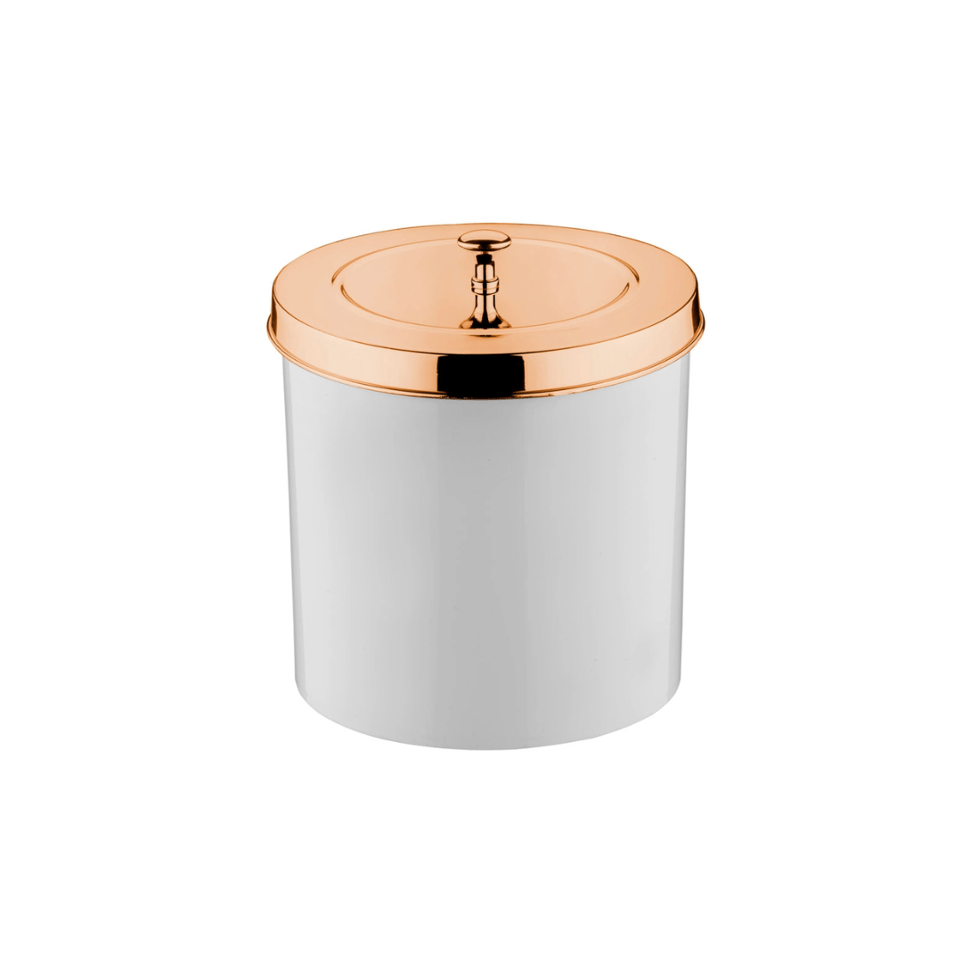 Lixeira Branca com Tampa Rose Gold 5 Litros - Ela Decora
