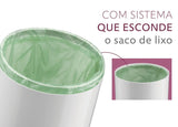 Lixeira Branca com Tampa Rose Gold 8 Litros - Ela Decora