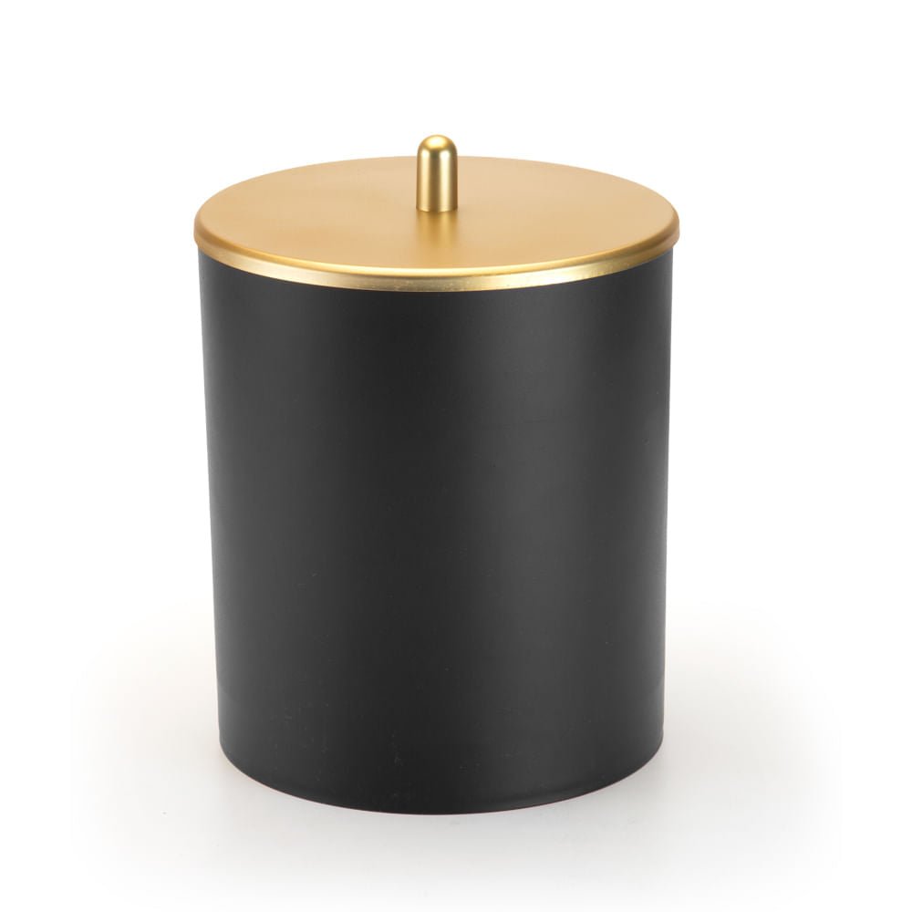 Lixeira Com Tampa 5 Litros Preto Com Dourado Fosco - Ela Decora