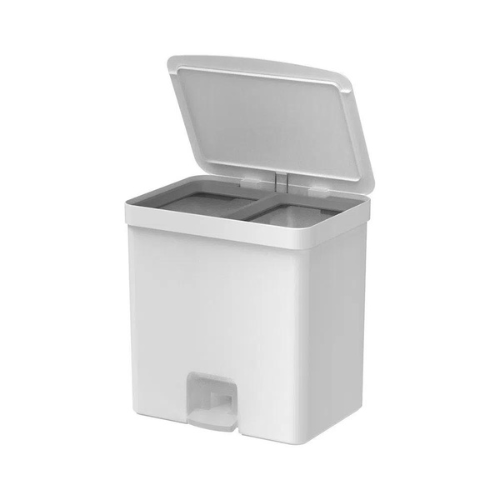 Lixeira de Pedal Trium Duplo Compartimento Branco 20 Litros - Ela Decora