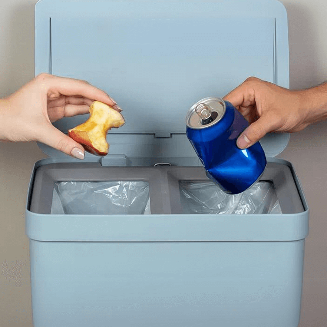 Lixeira de Pedal Trium Duplo Compartimento Chumbo 20 Litros - Ela Decora