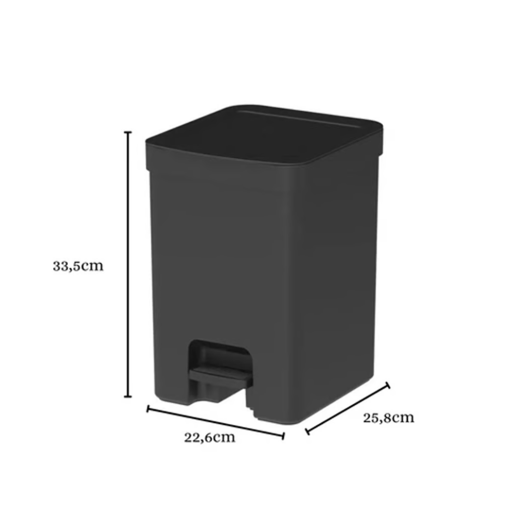 Lixeira de Pedal Trium Preto 12 Litros - Ela Decora