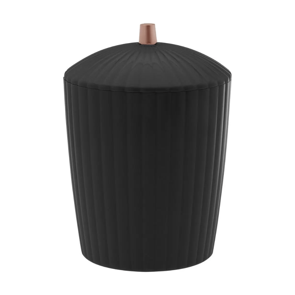 Lixeira Redonda Linha Canelatta Preto e Rose Gold - 7 Litros - Ela Decora