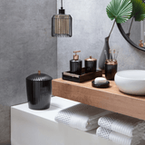 Lixeira Redonda Linha Canelatta Preto e Rose Gold - 7 Litros - Ela Decora