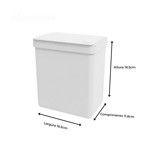 Lixeira Single 2,5 litros Coza 16,4 x 11,8 x 18,5 cm - Branca - Ela Decora