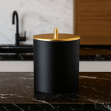 Lixeira Com Tampa 5 Litros Preto Com Dourado Fosco