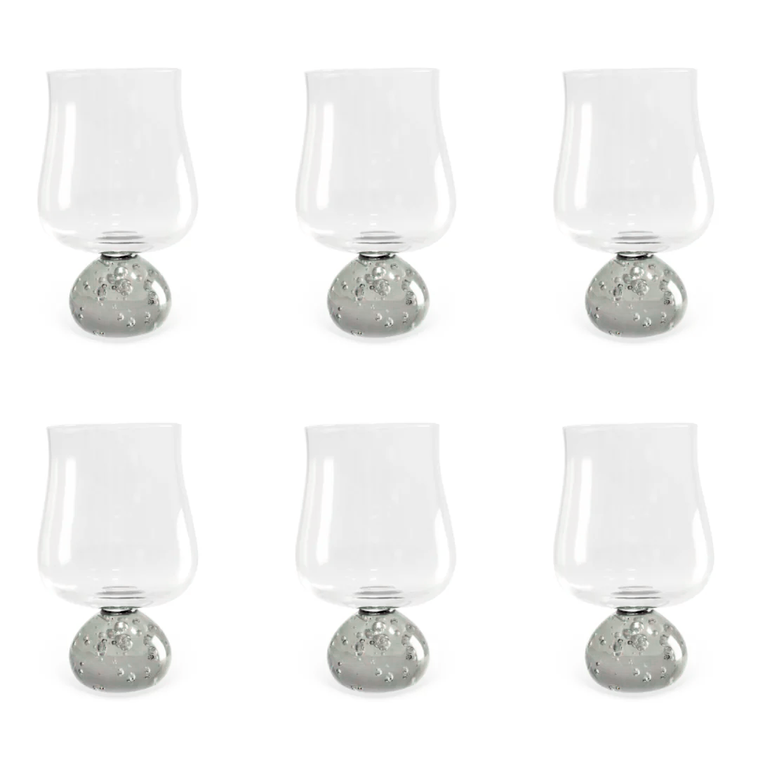 Jogo 6 Taças de Vidro Base Esfera Fume 440ml