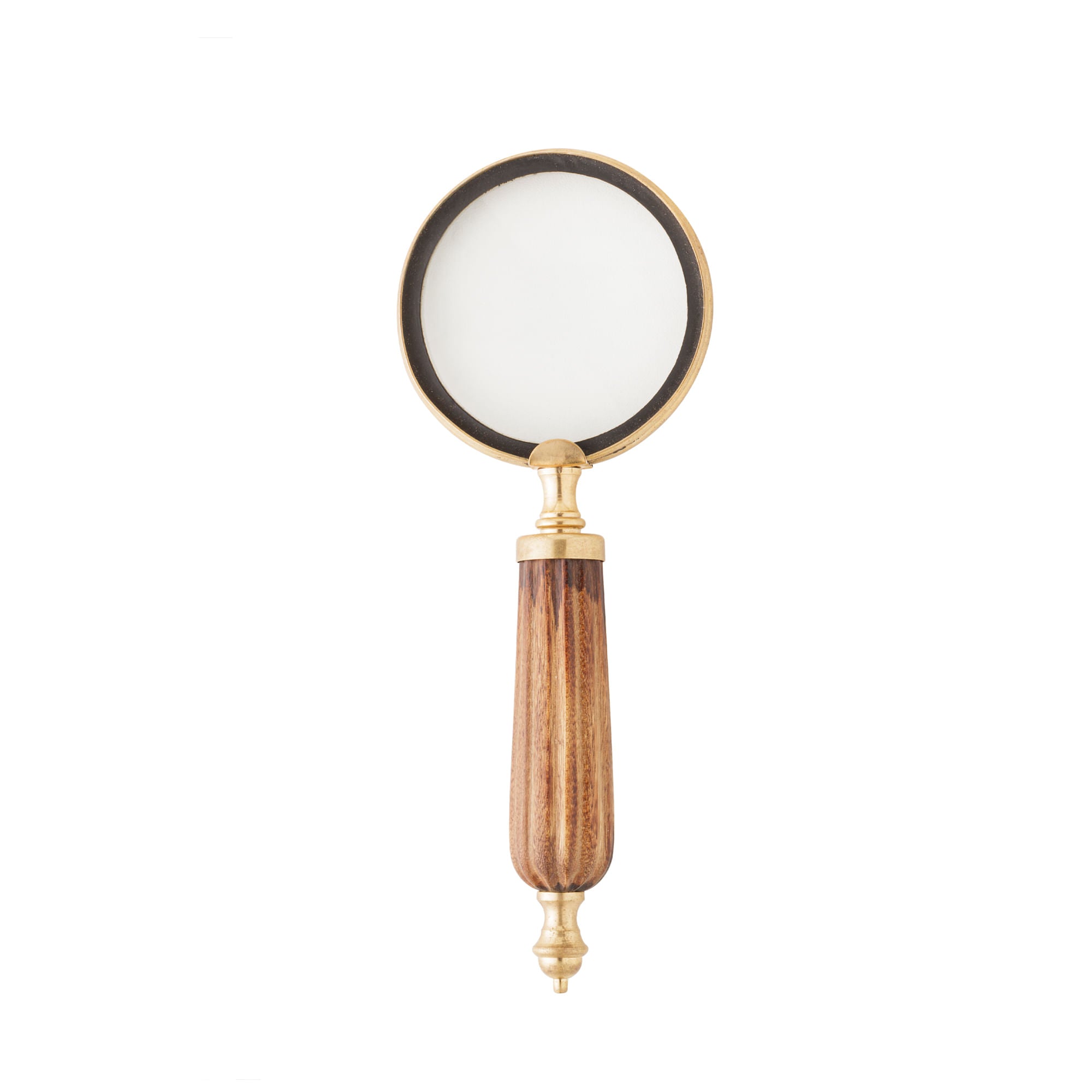 Lupa Decorativa Metal e Madeira Dourada 20cm - Ela Decora