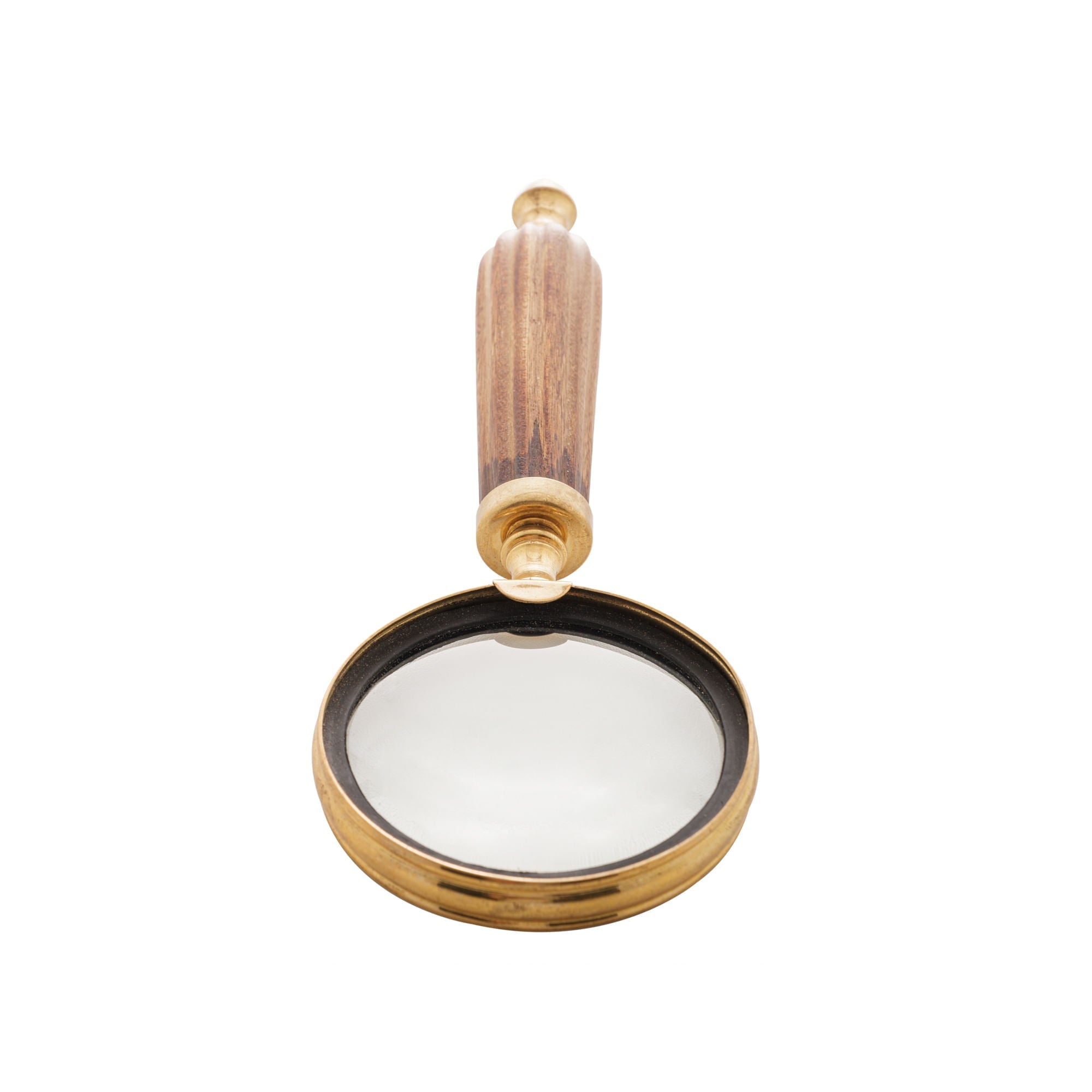 Lupa Decorativa Metal e Madeira Dourada 20cm - Ela Decora