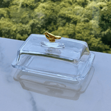 Manteigueira com Tampa de Cristal Ecológico Golden Bird 18cm - Ela Decora