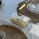 Manteigueira com Tampa de Cristal Ecológico Golden Bird 18cm - Ela Decora