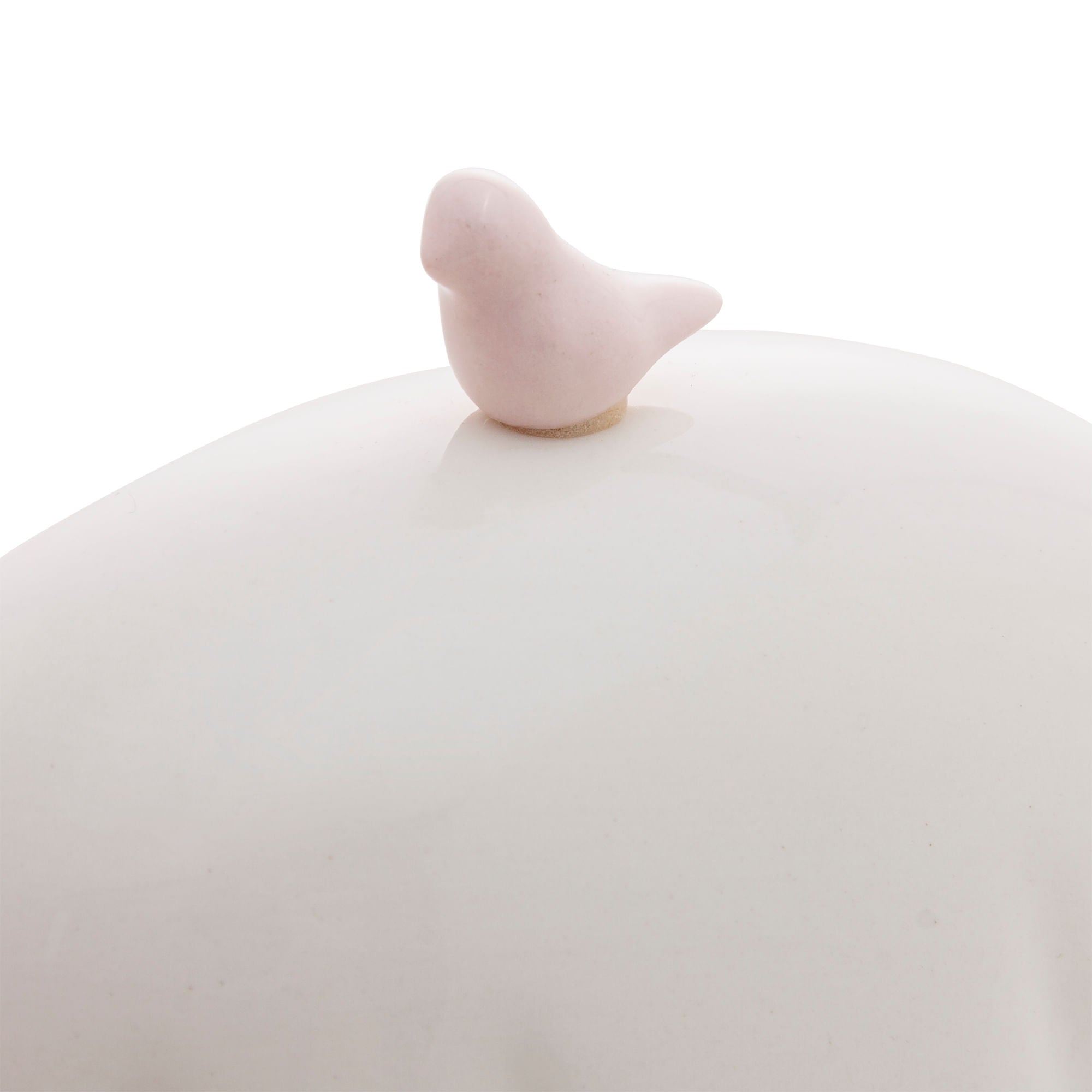 Manteigueira com Tampa em Porcelana Birds Branca 16cm - Ela Decora