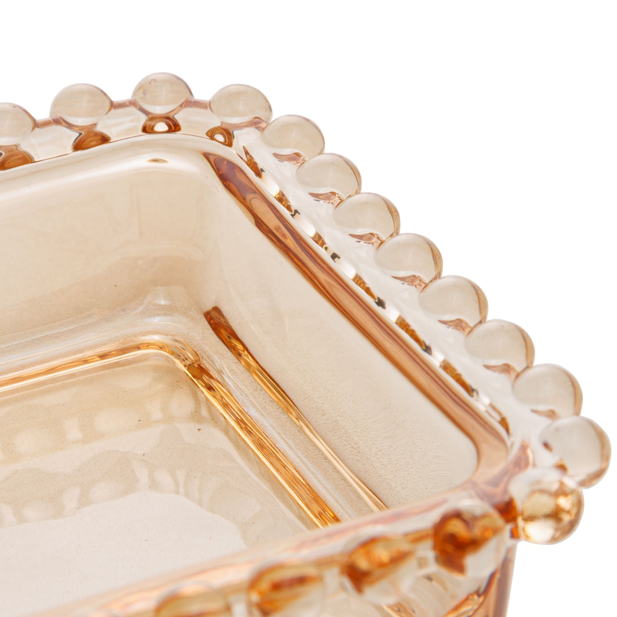 Manteigueira com Tampa Pearl Cristal de Chumbo Âmbar 17cm - Ela Decora