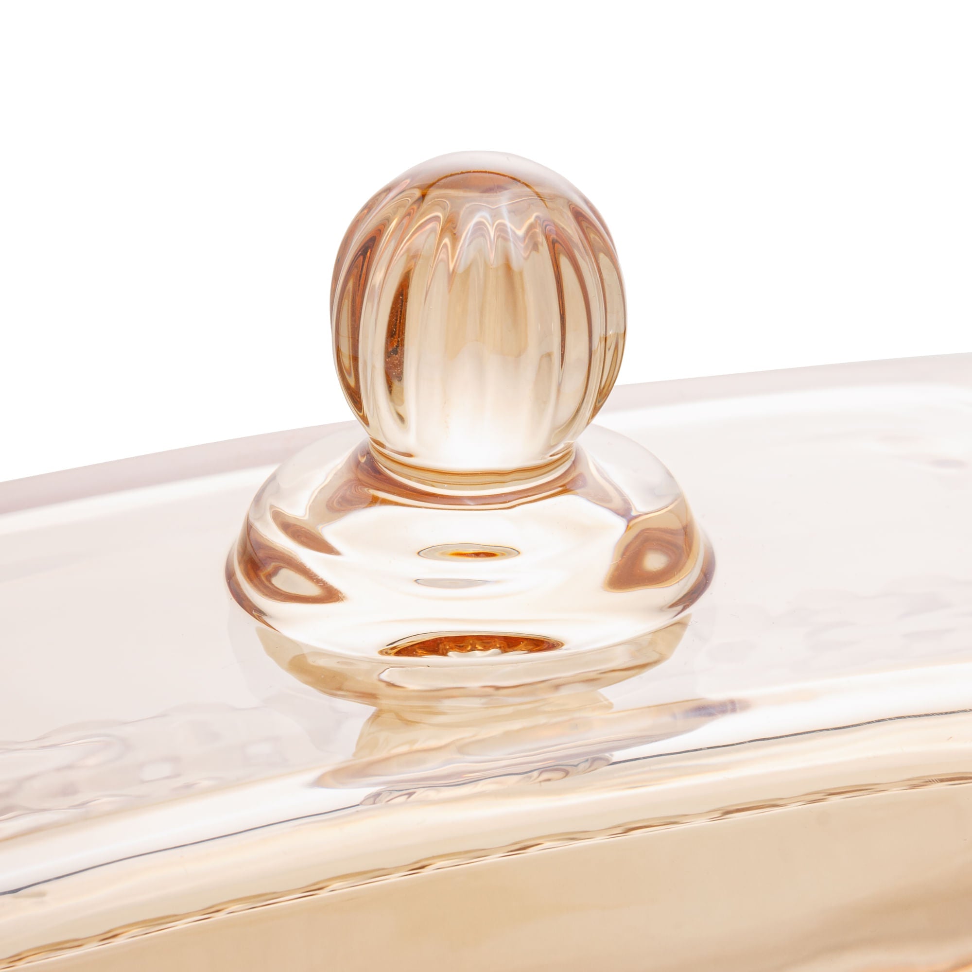 Manteigueira com Tampa Pearl Cristal de Chumbo Âmbar 17cm - Ela Decora
