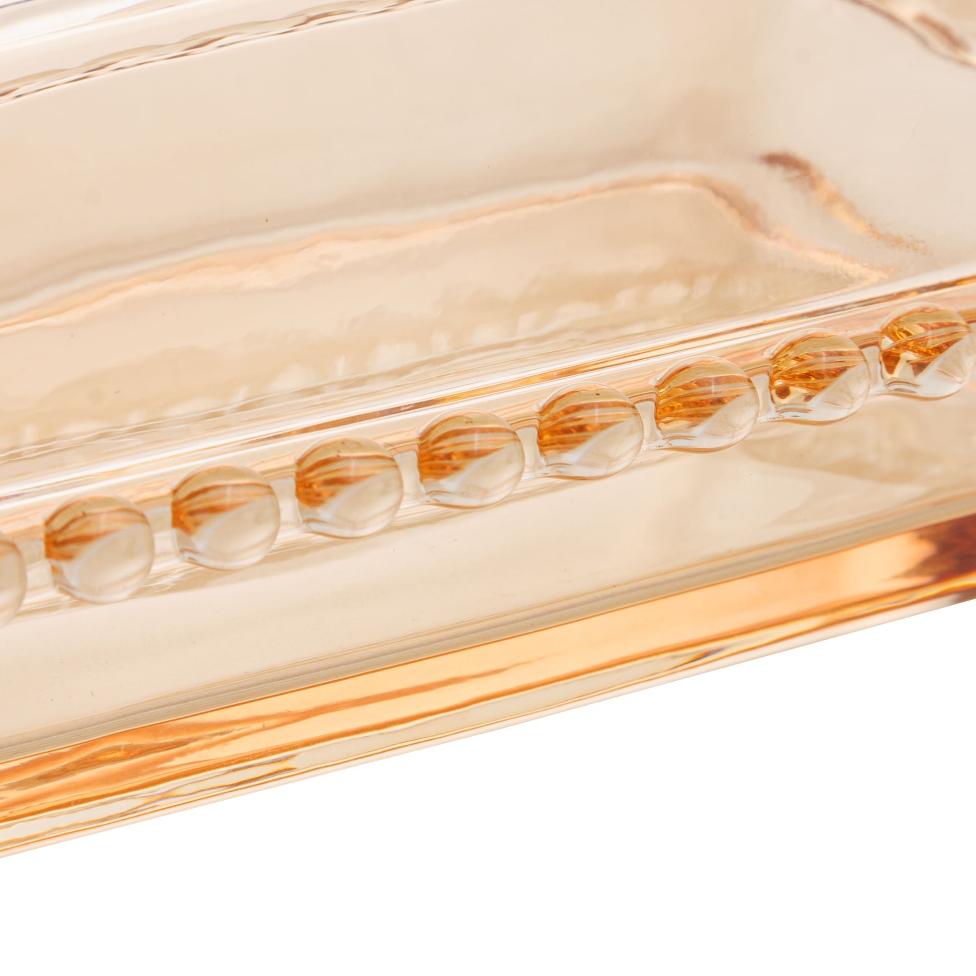 Manteigueira com Tampa Pearl Cristal de Chumbo Âmbar 17cm - Ela Decora