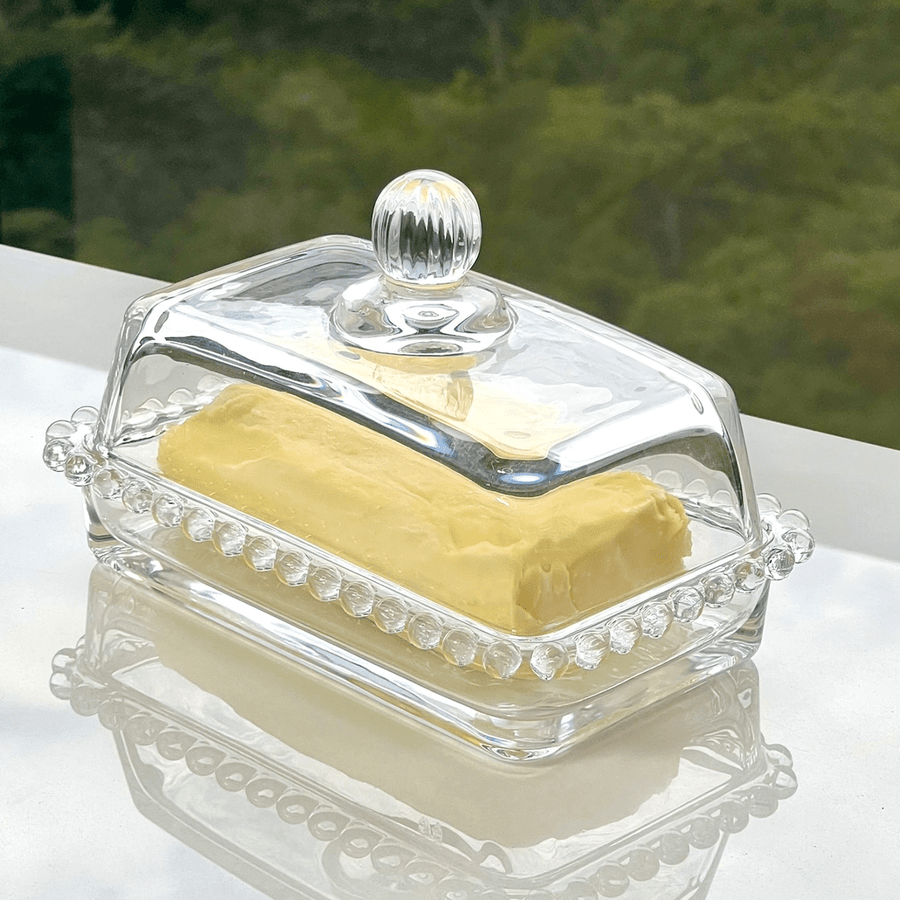 Manteigueira Cristal de Chumbo com Tampa Pearl 17cm x 10,5cm x 10cm