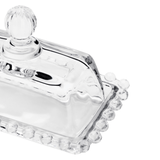 Manteigueira Cristal de Chumbo Pearl Bolinha - 14cm - Ela Decora