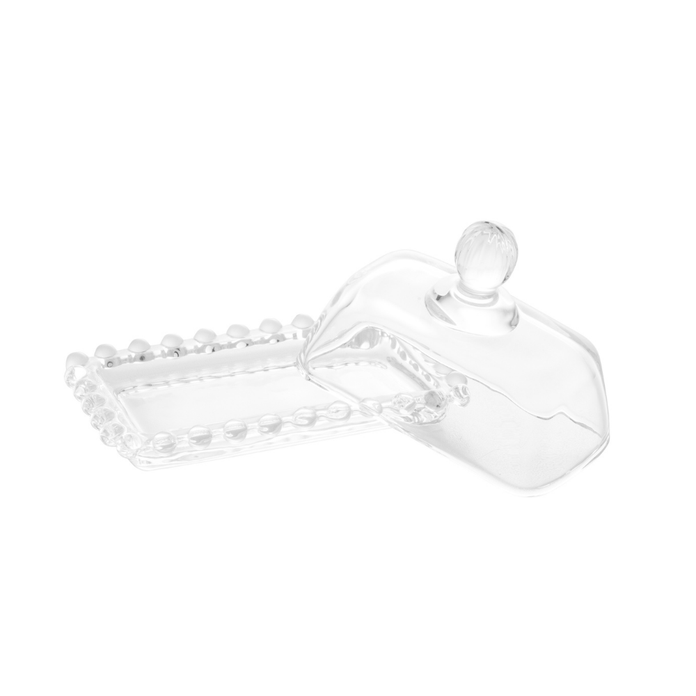 Manteigueira Cristal Pearl Bolinha - 11 cm - Ela Decora